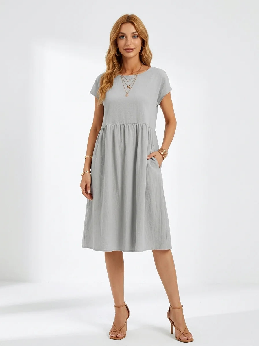 Dahlia Summer Maxi Dress | Elegant, Modern, Graceful - Gray - front