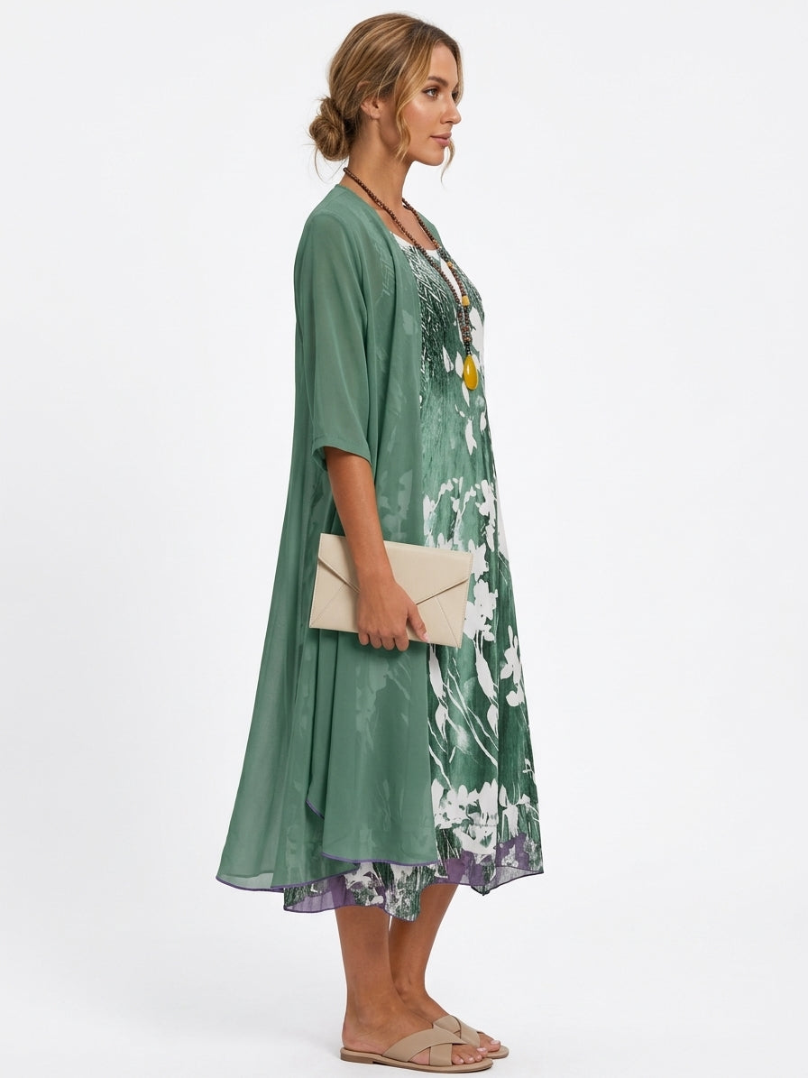 Amara Floral Summer Dress | Elegant, Casual, Timeless - Green - side