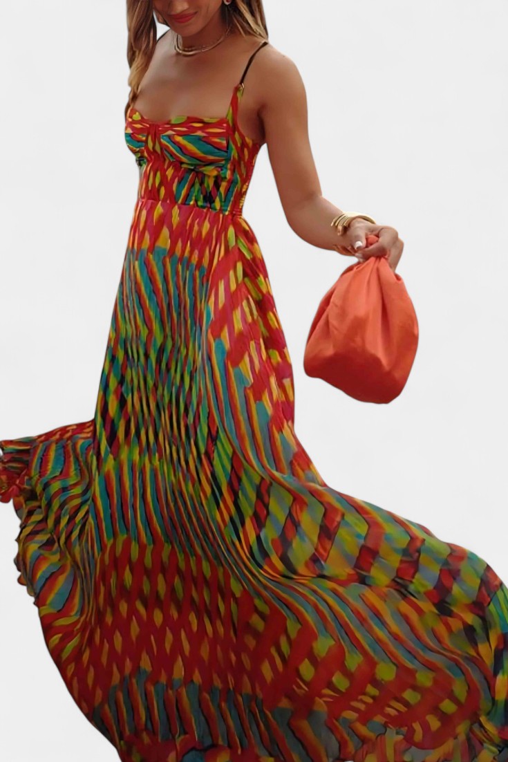 Momount dámské boho maxi šaty – splývavé s pásky, letní