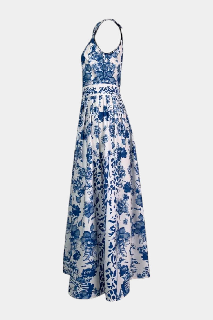 Momount dámské květinové maxi šaty – halter, bez rukávů, elegantní