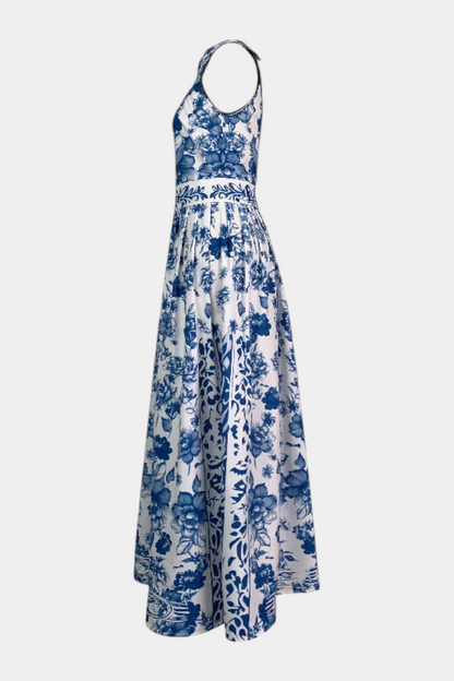 Momount dámské květinové maxi šaty – halter, bez rukávů, elegantní