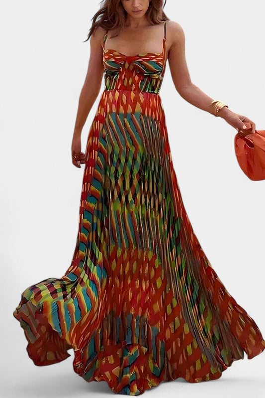 Momount dámské boho maxi šaty – splývavé s pásky, letní