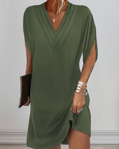 Rosabela Women's Sage Green V Neck Wrap Midi Dress - Elegant Sophisticated Evening Cocktail Dress - Soft Draped Style - M