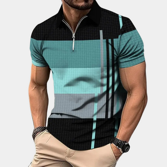 Momount pánská color block polo košile – horizontální pruhy, krátký rukáv, ležérní
