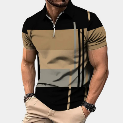 Momount pánská color block polo košile – horizontální pruhy, krátký rukáv, ležérní