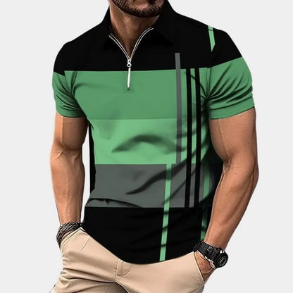 Momount pánská color block polo košile – horizontální pruhy, krátký rukáv, ležérní