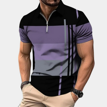Momount pánská color block polo košile – horizontální pruhy, krátký rukáv, ležérní