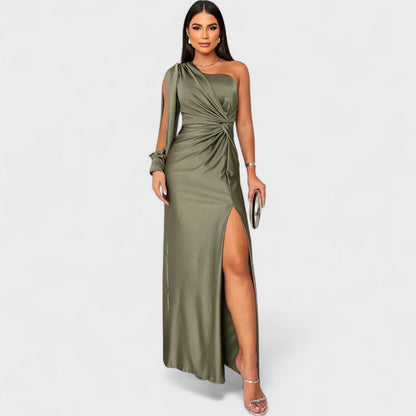 Momount dámské party šaty – one-shoulder, vysoký rozparek, maxi, elegantní