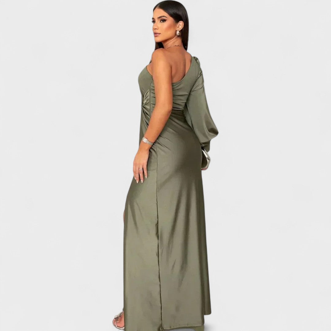 Momount dámské party šaty – one-shoulder, vysoký rozparek, maxi, elegantní