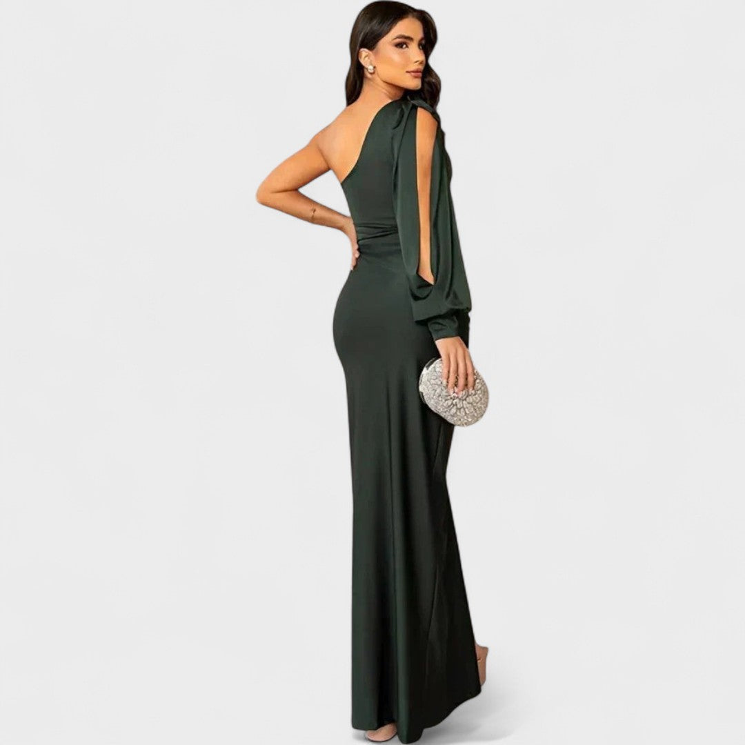 Momount dámské party šaty – one-shoulder, vysoký rozparek, maxi, elegantní