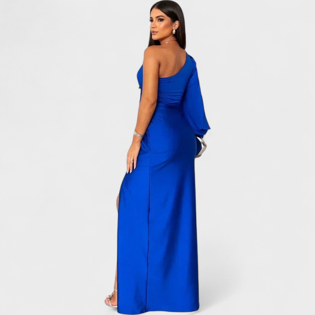 Momount dámské party šaty – one-shoulder, vysoký rozparek, maxi, elegantní
