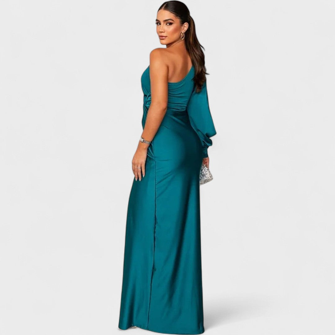 Momount dámské party šaty – one-shoulder, vysoký rozparek, maxi, elegantní