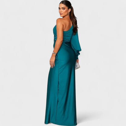 Momount dámské party šaty – one-shoulder, vysoký rozparek, maxi, elegantní