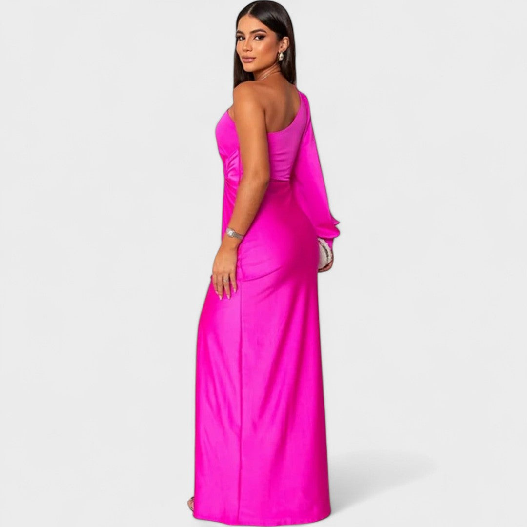 Momount dámské party šaty – one-shoulder, vysoký rozparek, maxi, elegantní