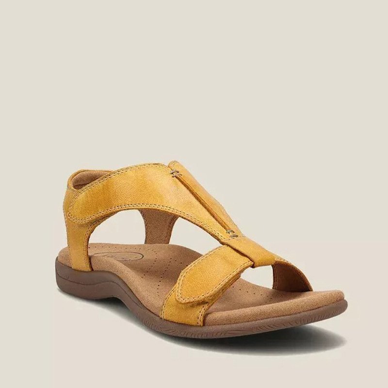 Momount dámské ortopedické sandály – kožené, suchý zip, podpora klenby, na chůzi