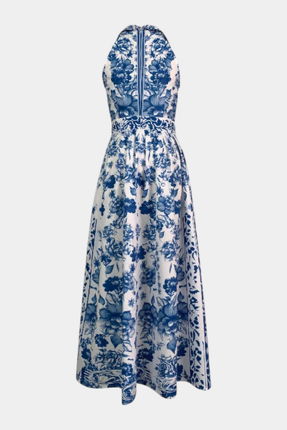 Momount dámské květinové maxi šaty – halter, bez rukávů, elegantní