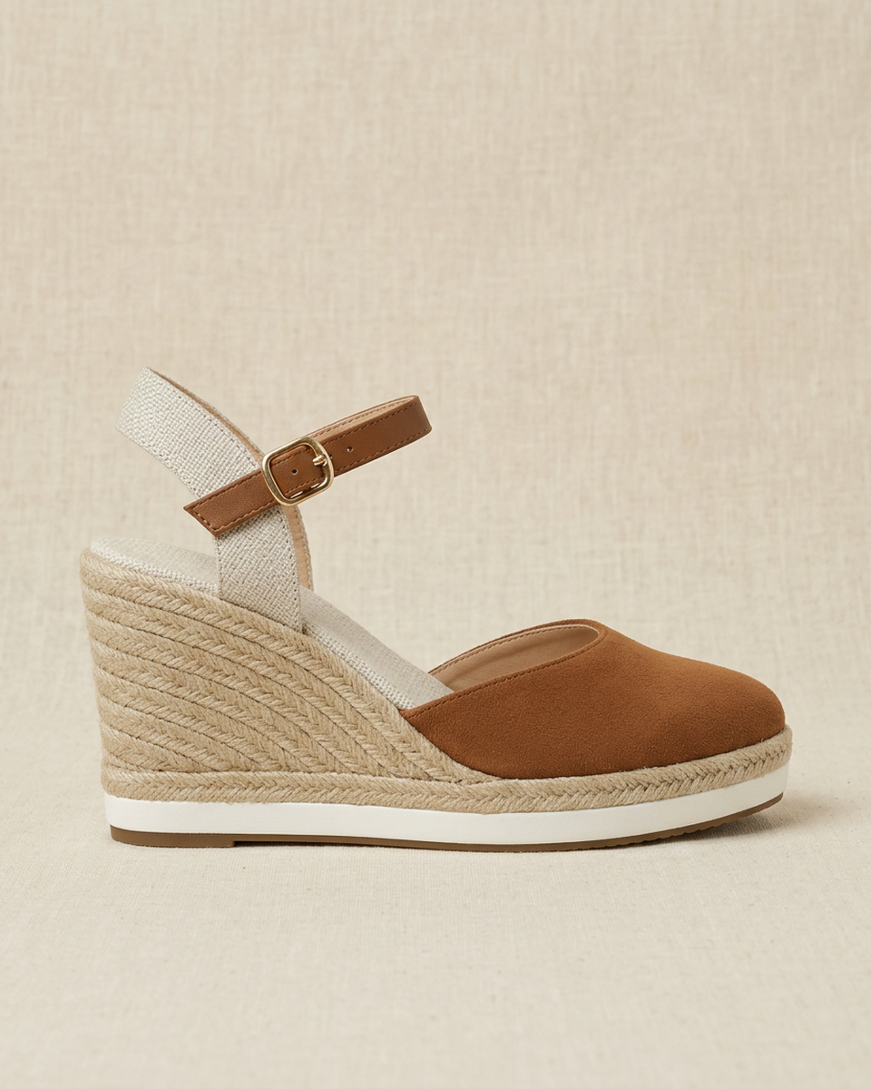 Momount Women Espadrille Sandals – Closed-Toe Leather Slingback Platform - Side profile