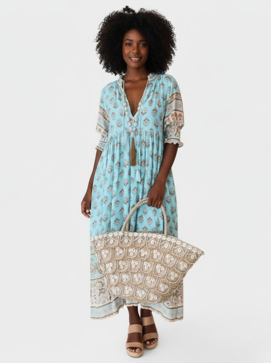Ines Bohemian Dress Studio Clean Blue