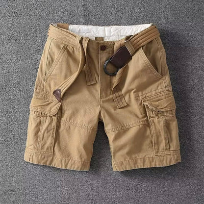 Momount pánské cargo šortky – bavlna, opasek, knoflíkové zapínání, ke kolenům