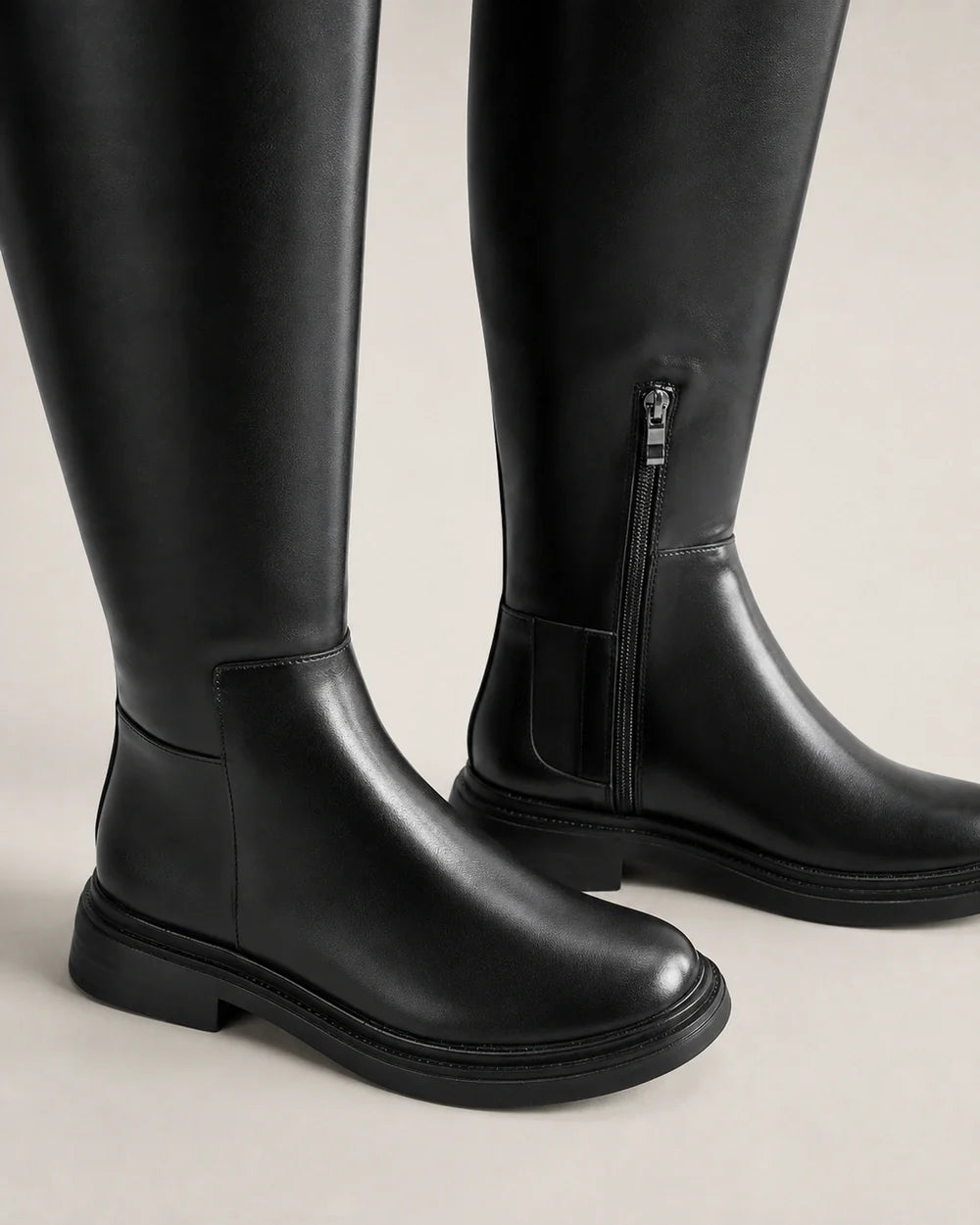 Momount Women Lyana Minimal Knee-High Boots – Black detail
