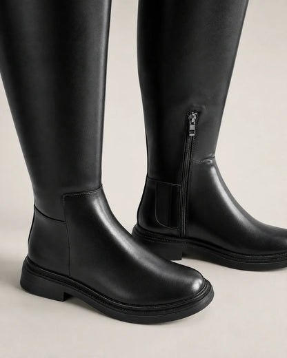 Momount Women Lyana Minimal Knee-High Boots – Black detail