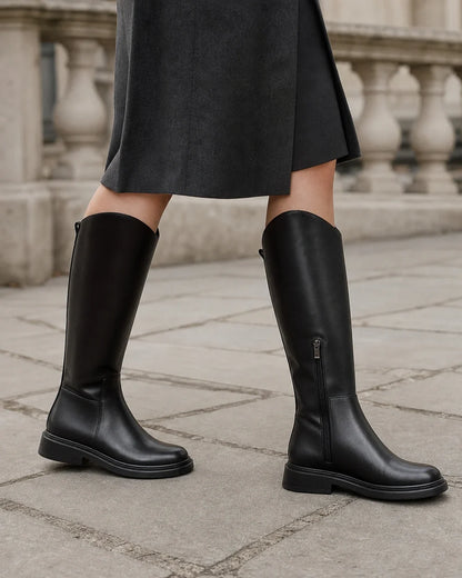 Momount Women Lyana Minimal Knee-High Boots – Black walking