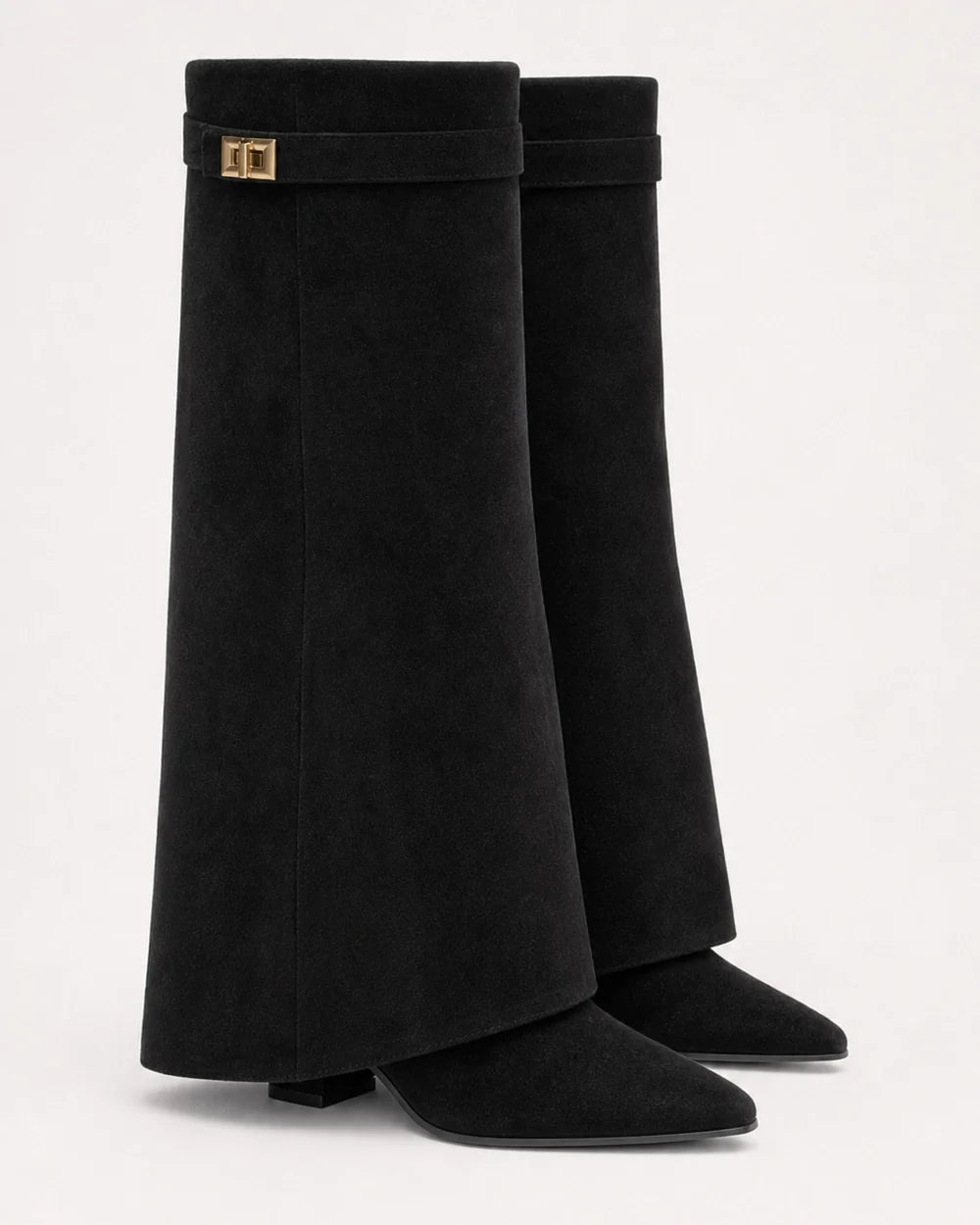 Momount women wide-bell pointed knee-high boots – view 2
