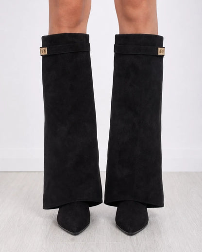 Momount women wide-bell pointed knee-high boots – view 3