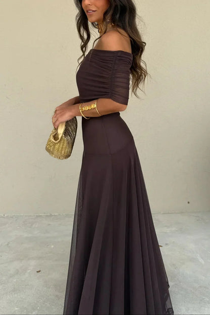 Ariadne | letní řasené bez rukávů maxi šaty one-shoulder