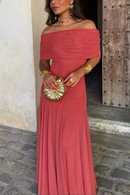 Ariadne | letní řasené bez rukávů maxi šaty one-shoulder