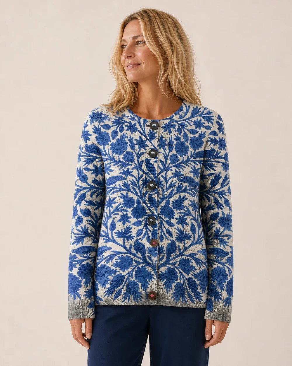 Sofia floral cardigan for women, straight front view