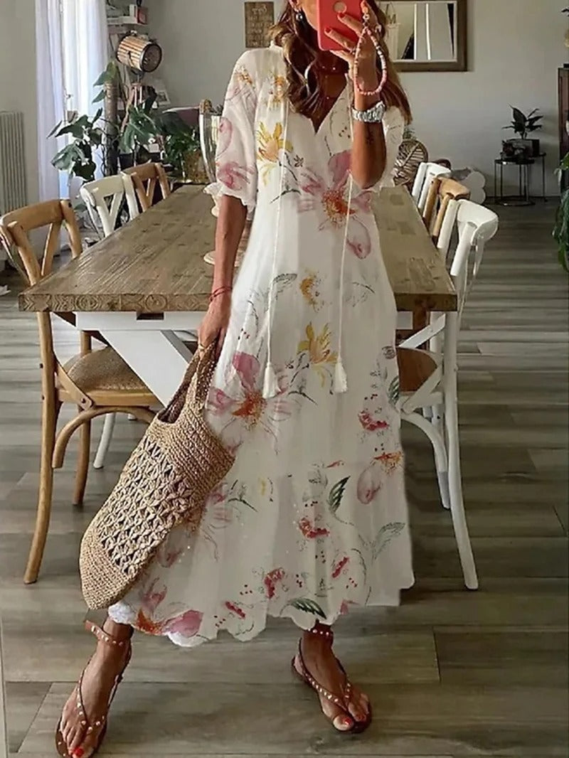 Isadora | Boho květinové propínací letní maxi šaty