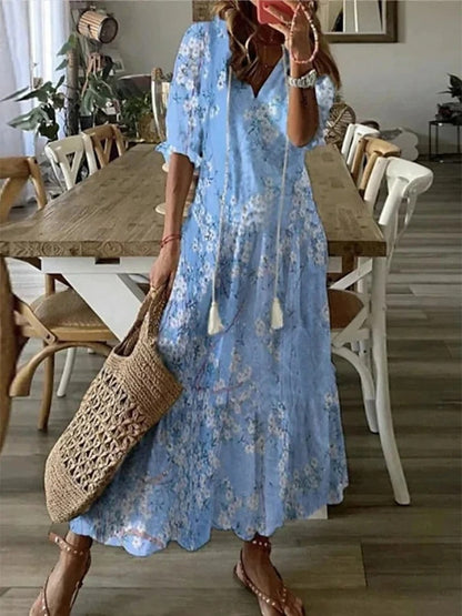 Isadora | Boho květinové propínací letní maxi šaty