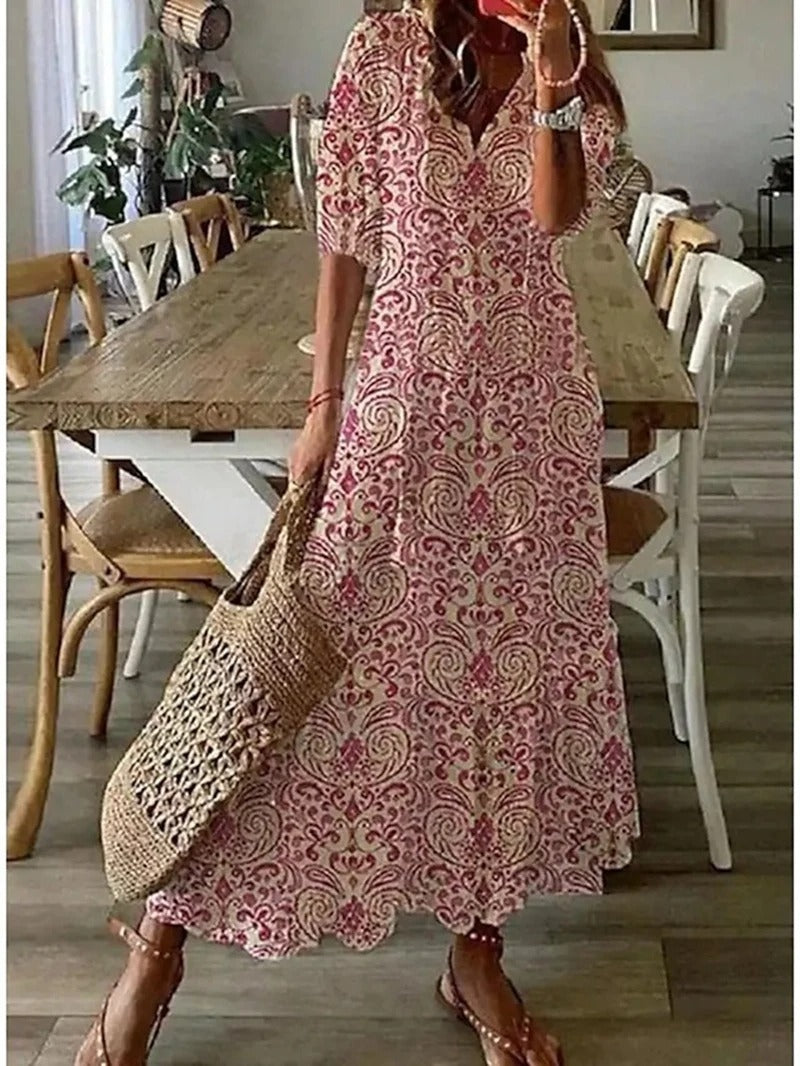 Isadora | Boho květinové propínací letní maxi šaty
