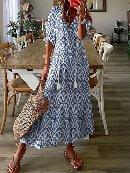 Isadora | Boho květinové propínací letní maxi šaty