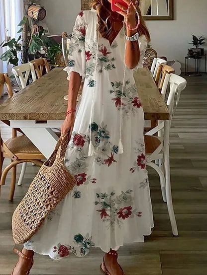 Isadora | Boho květinové propínací letní maxi šaty